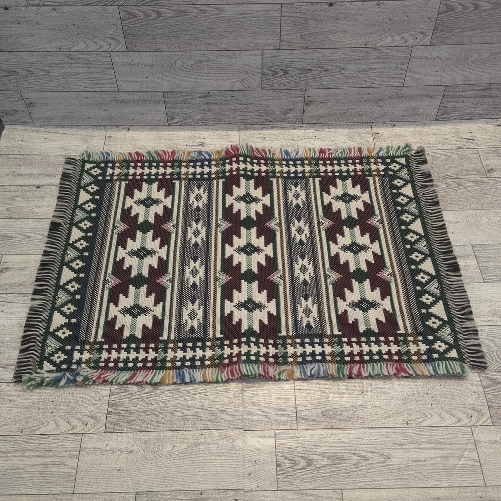 Set‎ of 4 Southwestern Woven Placemats 21x13 Rustic Boho Farmhouse Fringe Cotton